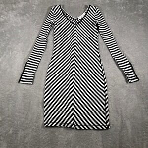 Rag & Bone New York Women's XXS Black White Striped Ribbed Knit V-Neck Mini